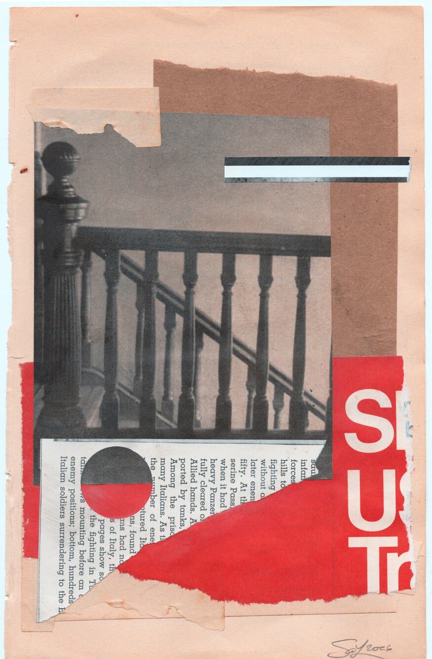 Original Mixed Media Modern Art Collage "Muricate" 5.75x9" Signed